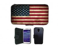 Samsung Galaxy S4 Plånboksfodral Rustic USA Stars & stripes Amerika Flagga 