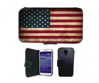 Samsung Galaxy S4 Plånboksfodral Rustic USA Stars & stripes Amerika Flagga 