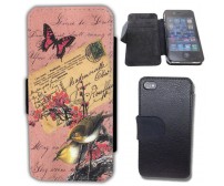 iPhone 4 Plånboksfodral skal Vintage Paris brev 