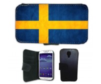 Sverige flagga Samsung Galaxy S4 Plånboksfodral bok fodral bild skal 